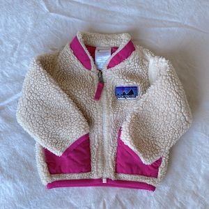 Patagonia Baby Retro Fleece Jacket, natural with magenta, 6 months